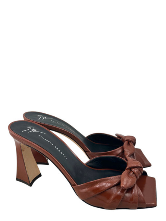 Giuseppe Zanotti Shoes - Giuseppe Zanotti 85mm Bow Mule Sandals in Cacao Brown